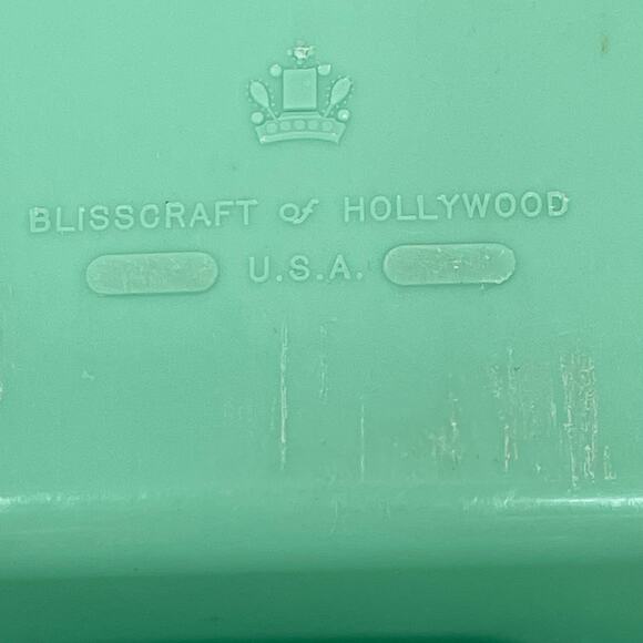Blisscraft of Hollywood Vintage Drawer Organizer Green Molded Plastic Scalloped - Picture 7 of 15